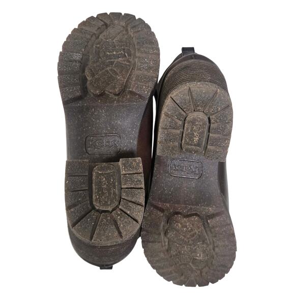 Korks Elsie Ankle Booties Chunky 3" Heel Round-Toe Brown-Faux Leather Size 10 - Picture 10 of 12